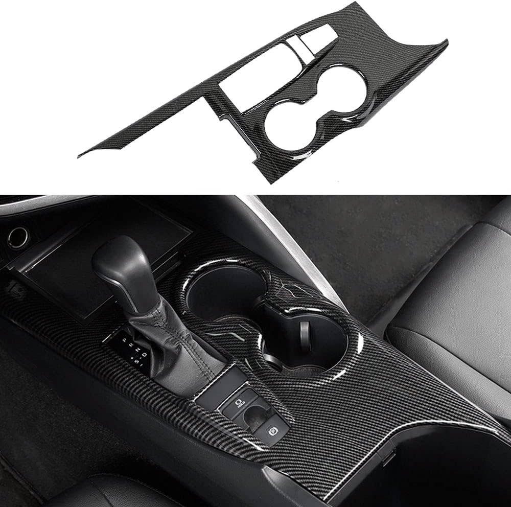 XITER 1Pcs ABS Carbon Fiber Black Gear Shift Knob Console Panel Trims Cover Cup Holder Decor Sticker for Toyota Camry LE SE TRD SE 2018 2019 2020 2021 2022 2023 2024-Without Seat Heater Switch