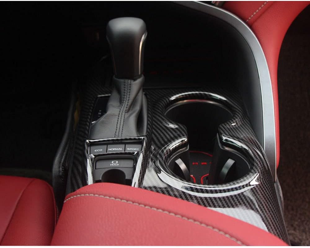XITER 1Pcs ABS Carbon Fiber Black Gear Shift Knob Console Panel Trims Cover Cup Holder Decor Sticker for Toyota Camry LE SE TRD SE 2018 2019 2020 2021 2022 2023 2024-Without Seat Heater Switch