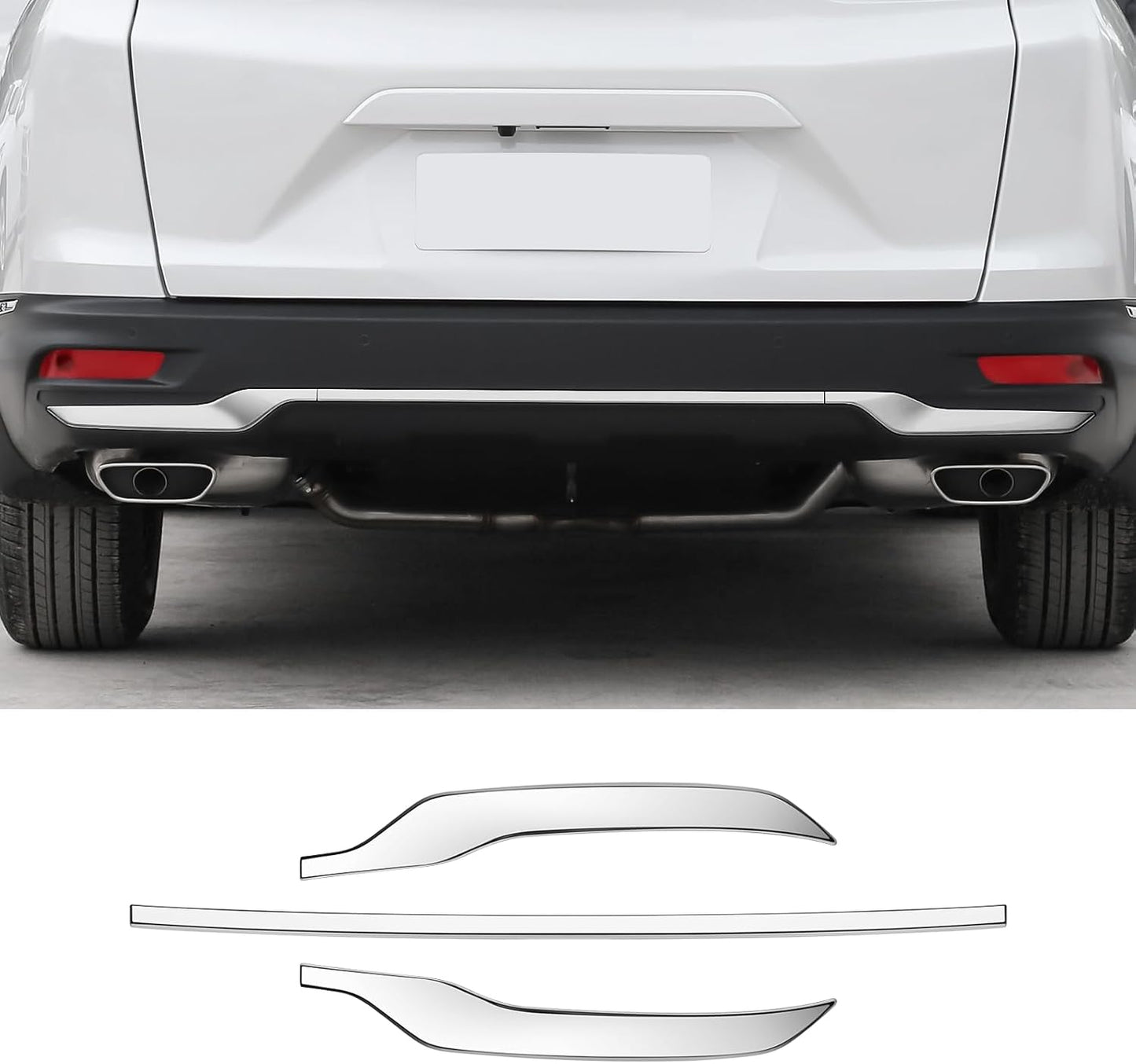 3PCS Rear Bumper Protector Guard Cover Molding Trim for Honda CRV 2022 2021 2020 Hybrid (Include HEV) Accessories Stainless Steel Material Mirror Silver