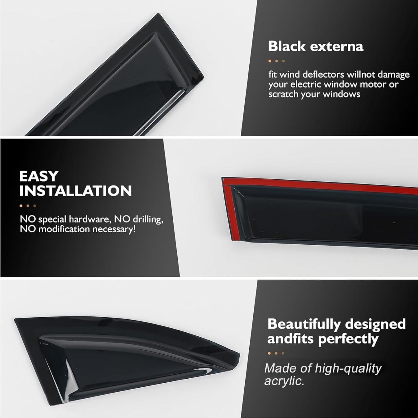 Window Visor 6 Piece Set for Toyota RAV4 2013 2014 2015 2016 2017 2018 Safe RAIN Out-Channel Guard Deflector (for RAV4 13-18 6-Piece Set)