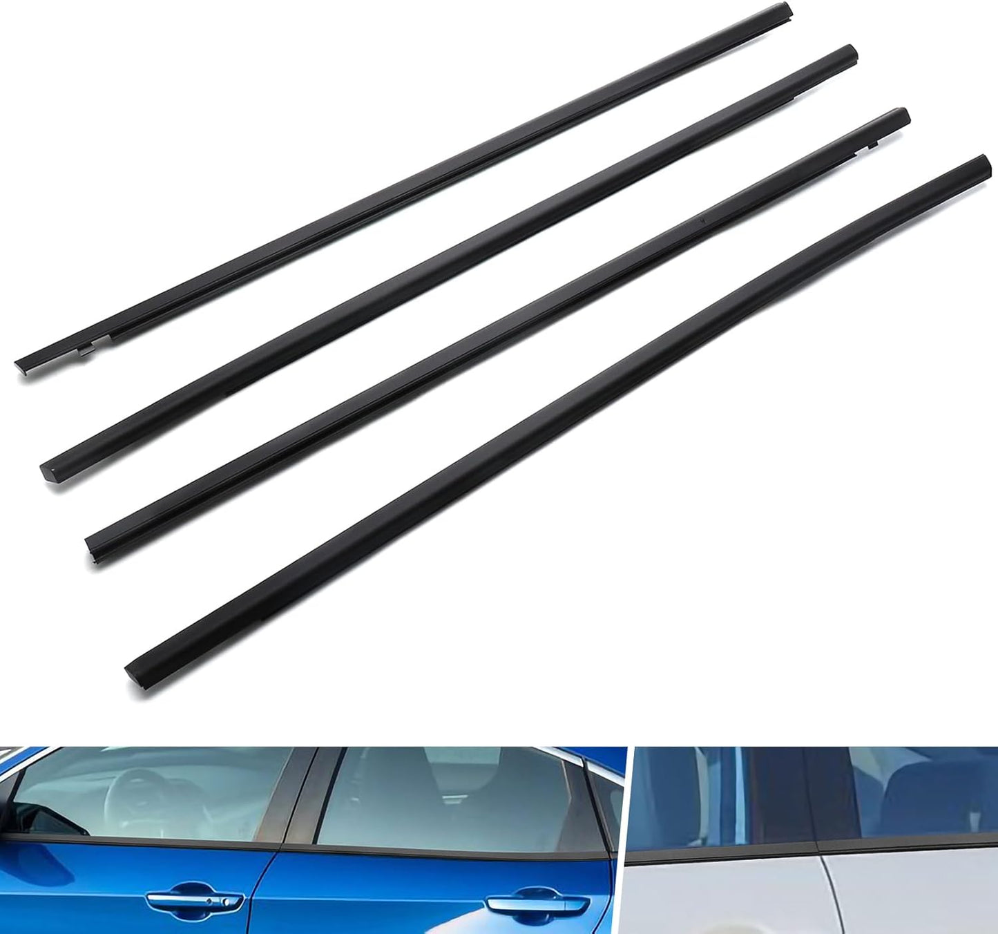 MotorFansClub 4PCS Weatherstrip Window Sealing Fit for Honda Civic Sedan 2016 2017 2018 2019 2020 2021 Sealing Strip Door Outside Trim, Black
