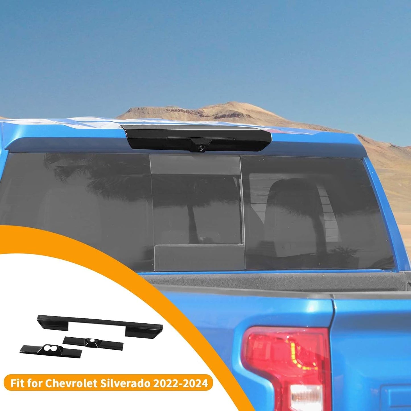 Hoolcar Third Brake Light Cover High Mount 3rd Blake Stop Reverse Cargo Light Cover Trim Exterior Accessories Fit for Chevrolet Silverado Sierra GMC 2022-2024, Smoked Black
