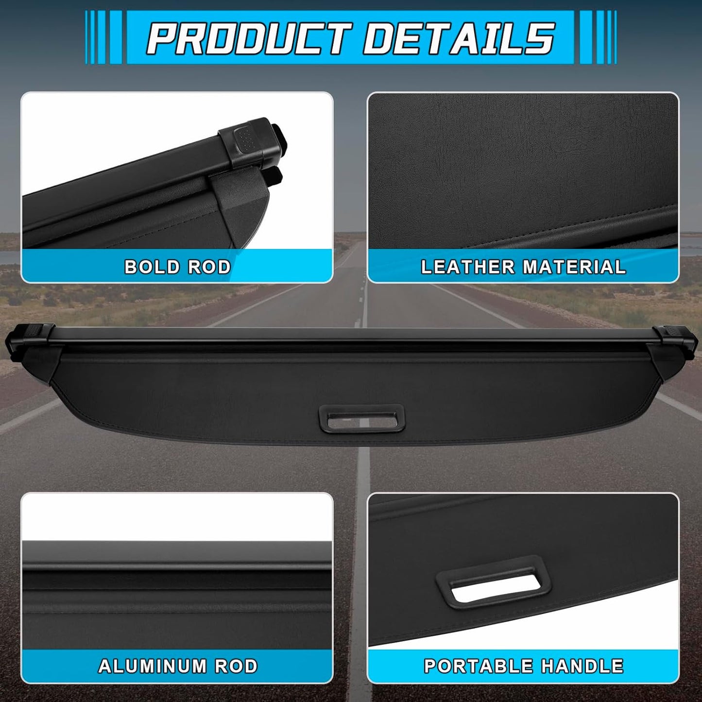 Retractable Cargo Cover Compatible with Audi Q5 SQ5 2018 2019 2020 2021 2022 2023, Car Trunk Organizer Cover Luggage Cargo Security Shield Shade