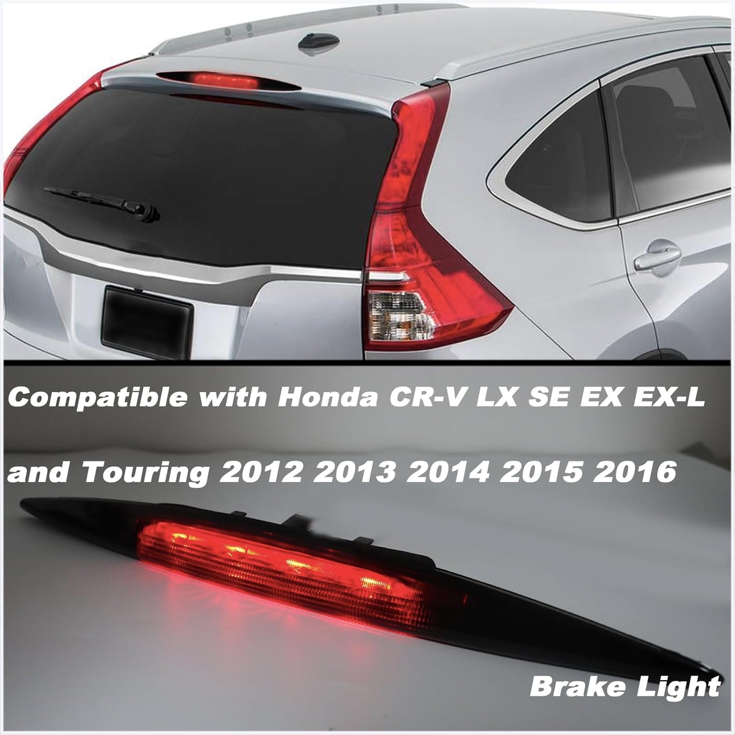 High Mount Stop Light LED Third Brake Light Assemblies Fits for Honda CR-V 2012 2013 2014 2015 2016 Rear LED 3rd Brake Lamp(Smoke)