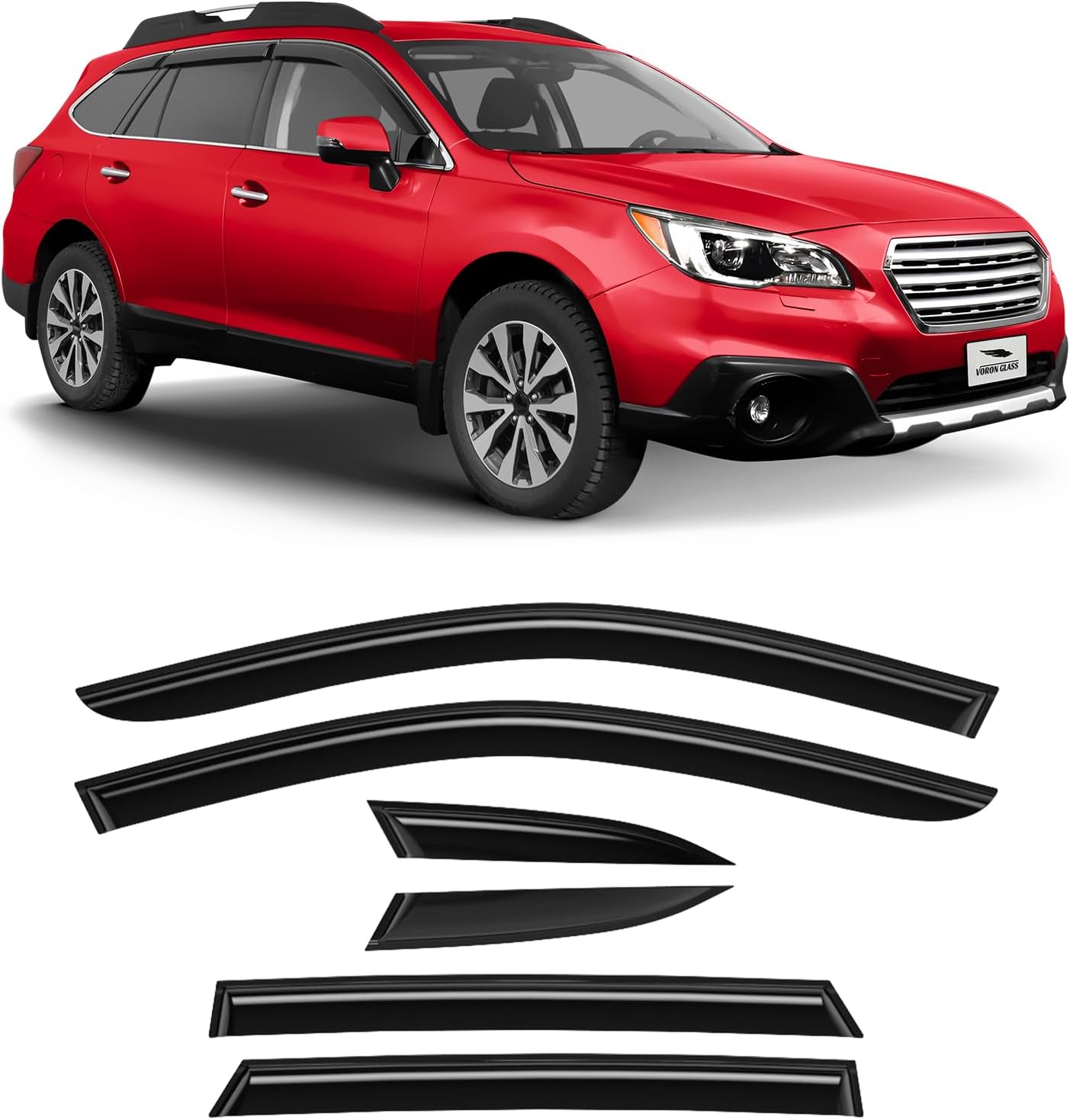 Voron Glass Tape-on Extra Durable Rain Guards for Subaru Outback 2015-2019, Window Deflectors, Vent Window Visors, 6 Pieces - 100493