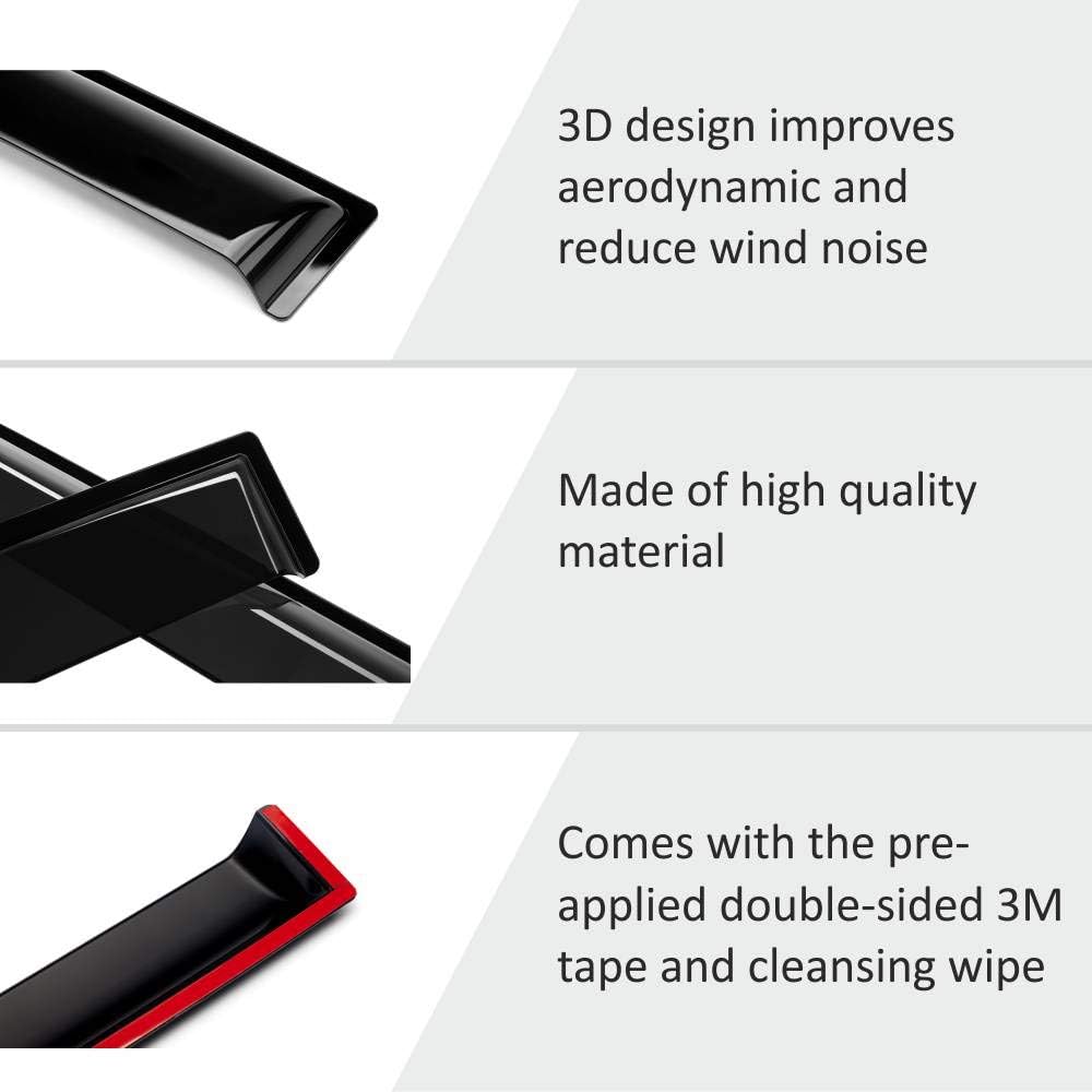 Voron Glass Tape-on Extra Durable Rain Guards for Subaru Outback 2015-2019, Window Deflectors, Vent Window Visors, 6 Pieces - 100493