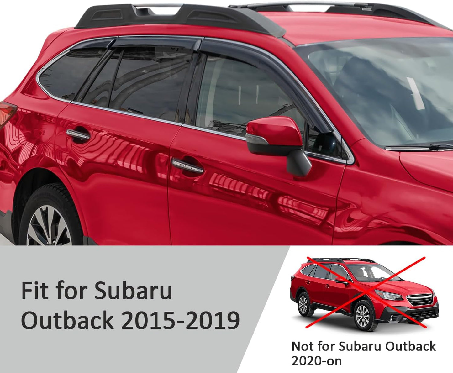 Voron Glass Tape-on Extra Durable Rain Guards for Subaru Outback 2015-2019, Window Deflectors, Vent Window Visors, 6 Pieces - 100493