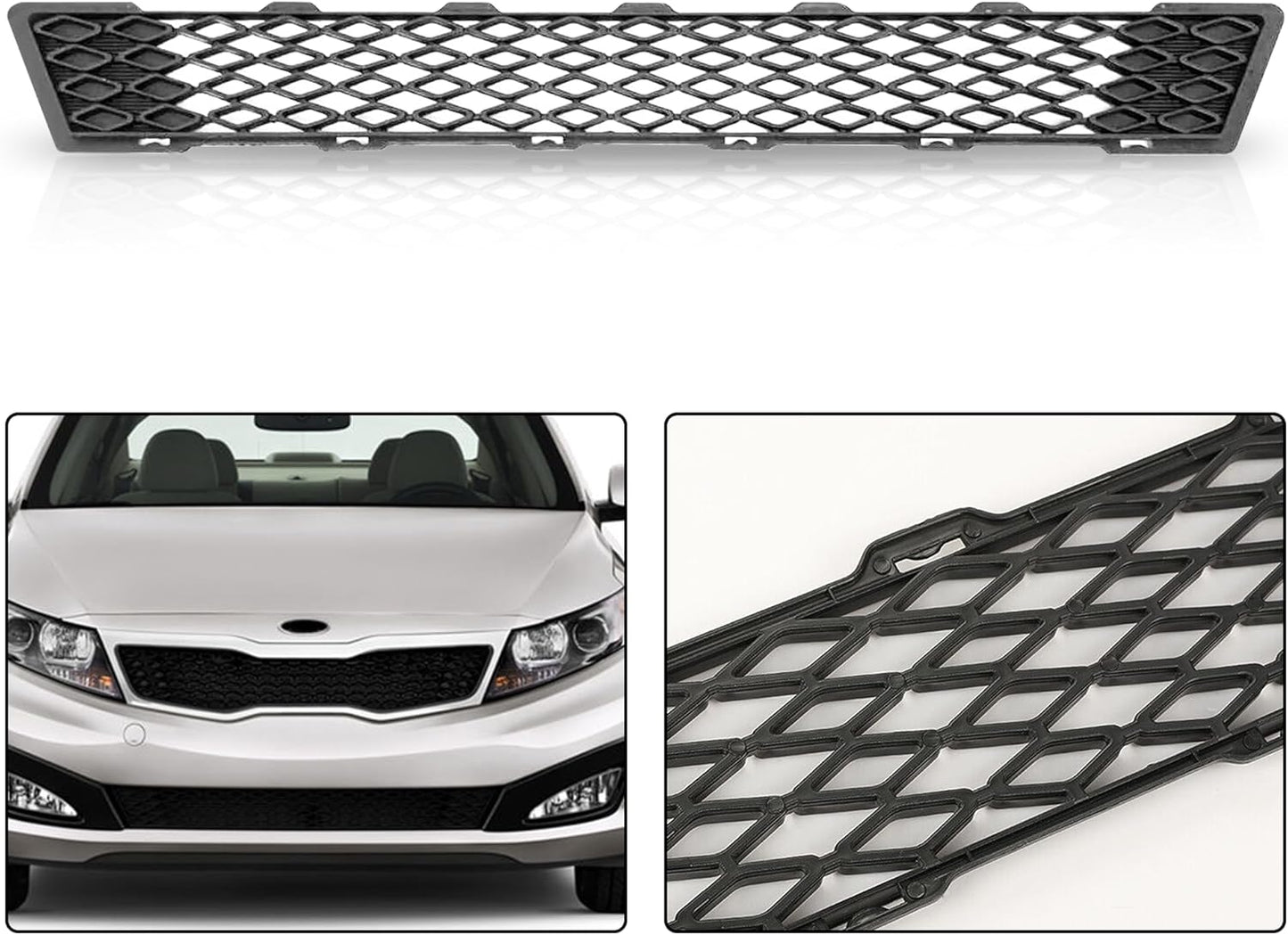 PartsFlow Front Bumper Grill Lower Grille Textured Black Plastic For 2011 2012 2013 Kia Optima KI1036113