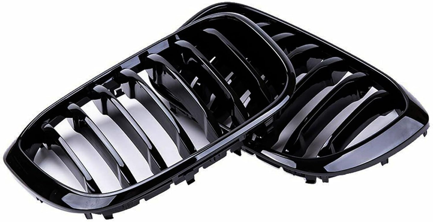 Black Performance Style Kidney Grille Compatible with X3 X4 2018-2021 G01 G02 Front Hood Grill Insert Replacement(2pc set Gloss Black Single Slat)