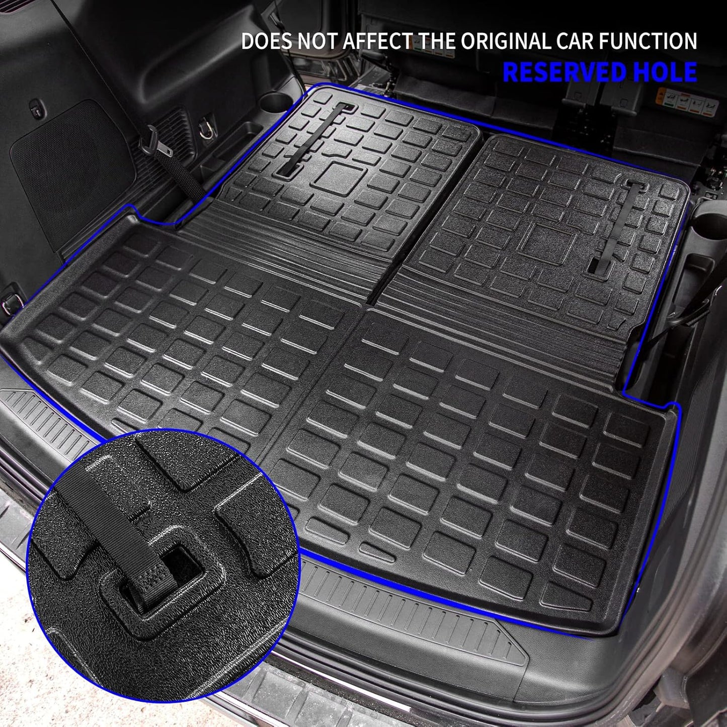 Rongtaod Cargo Mat Compatible with 2020-2025 Ford Explorer 6&7 Passenger Cargo Liner Trunk Mat Back Seat Cover Protector Upgrade 2024 Explorer Accessories (Trunk Mat with Backrest Mat)
