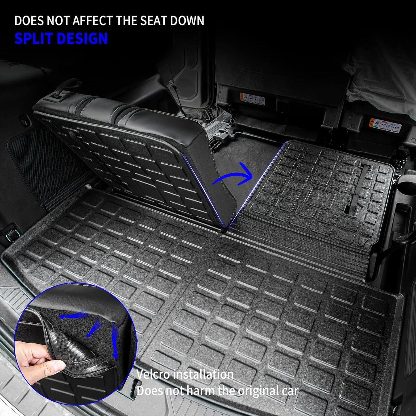 Rongtaod Cargo Mat Compatible with 2020-2025 Ford Explorer 6&7 Passenger Cargo Liner Trunk Mat Back Seat Cover Protector Upgrade 2024 Explorer Accessories (Trunk Mat with Backrest Mat)
