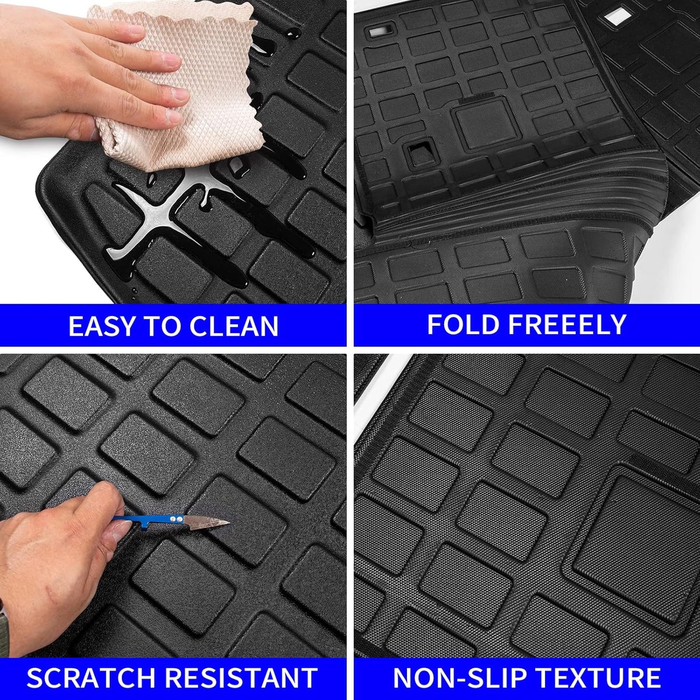 Rongtaod Cargo Mat Compatible with 2020-2025 Ford Explorer 6&7 Passenger Cargo Liner Trunk Mat Back Seat Cover Protector Upgrade 2024 Explorer Accessories (Trunk Mat with Backrest Mat)
