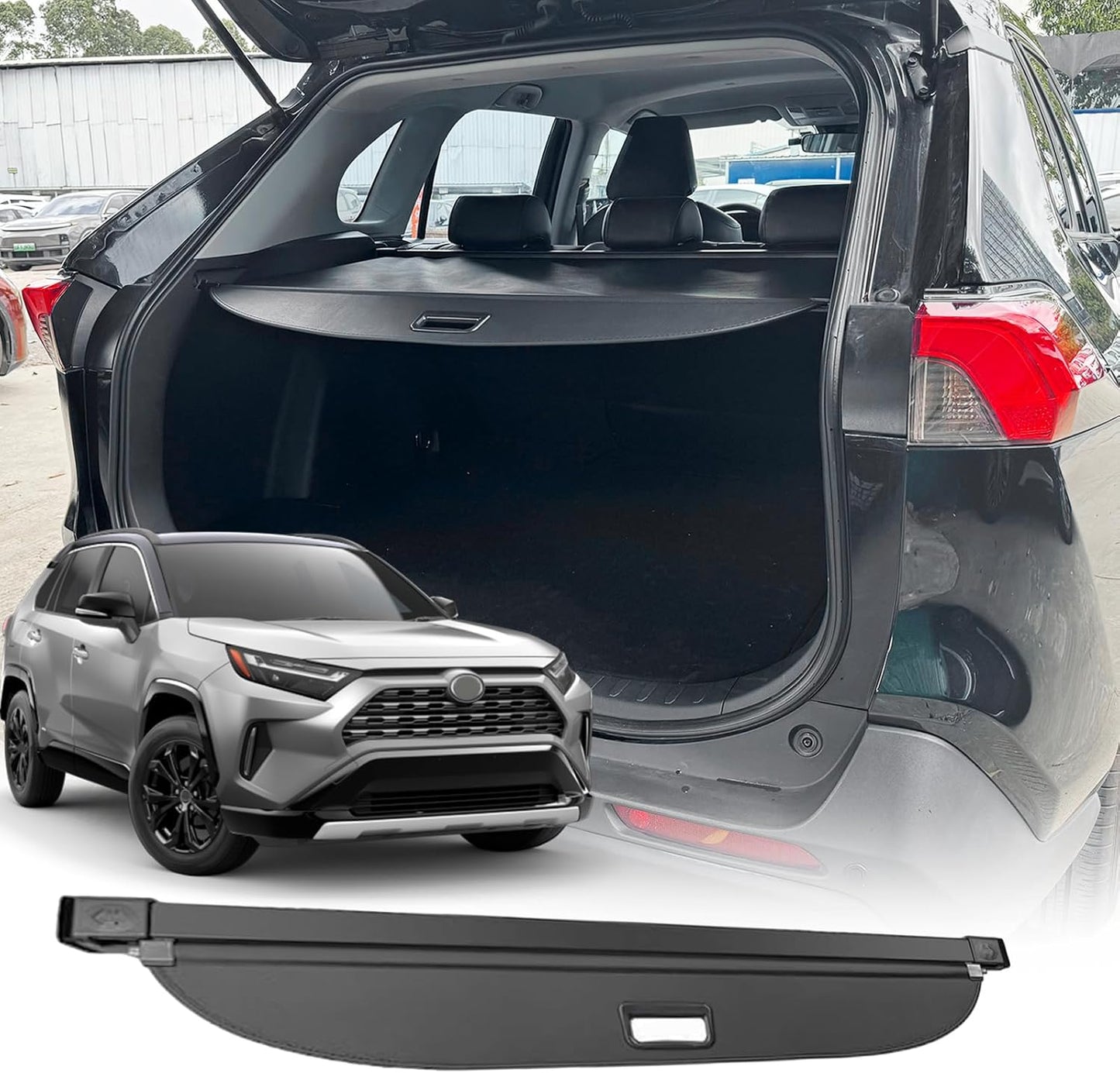 for 2019-2025 Toyota RAV4 Cargo Cover, (Leather) Cargo Cover for Toyota RAV4 2025 Accessories 2019 2020 2021 2022 2023 2024 Trunk Organizer Rear Trunk Security Shielding Shade