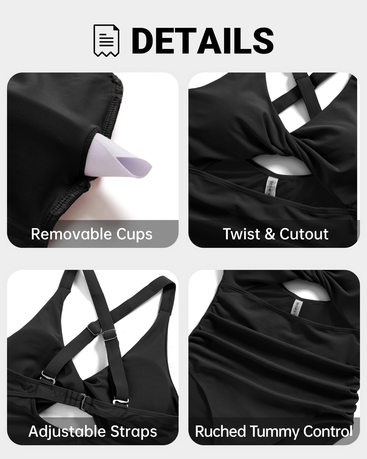 Tempt Me Women One Piece Swimsuits Tummy Control Cutout Bathing Suits Ruched V Neck Twist Front Swimwear (medium)