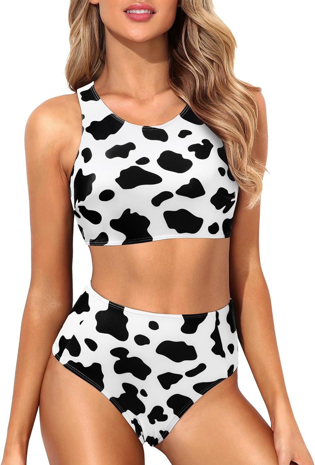 Tempt Me Women Two Piece High Waisted Bikini Set Sporty Swimsuits Bathing Suit with Bottom for Teen Girls (size l)