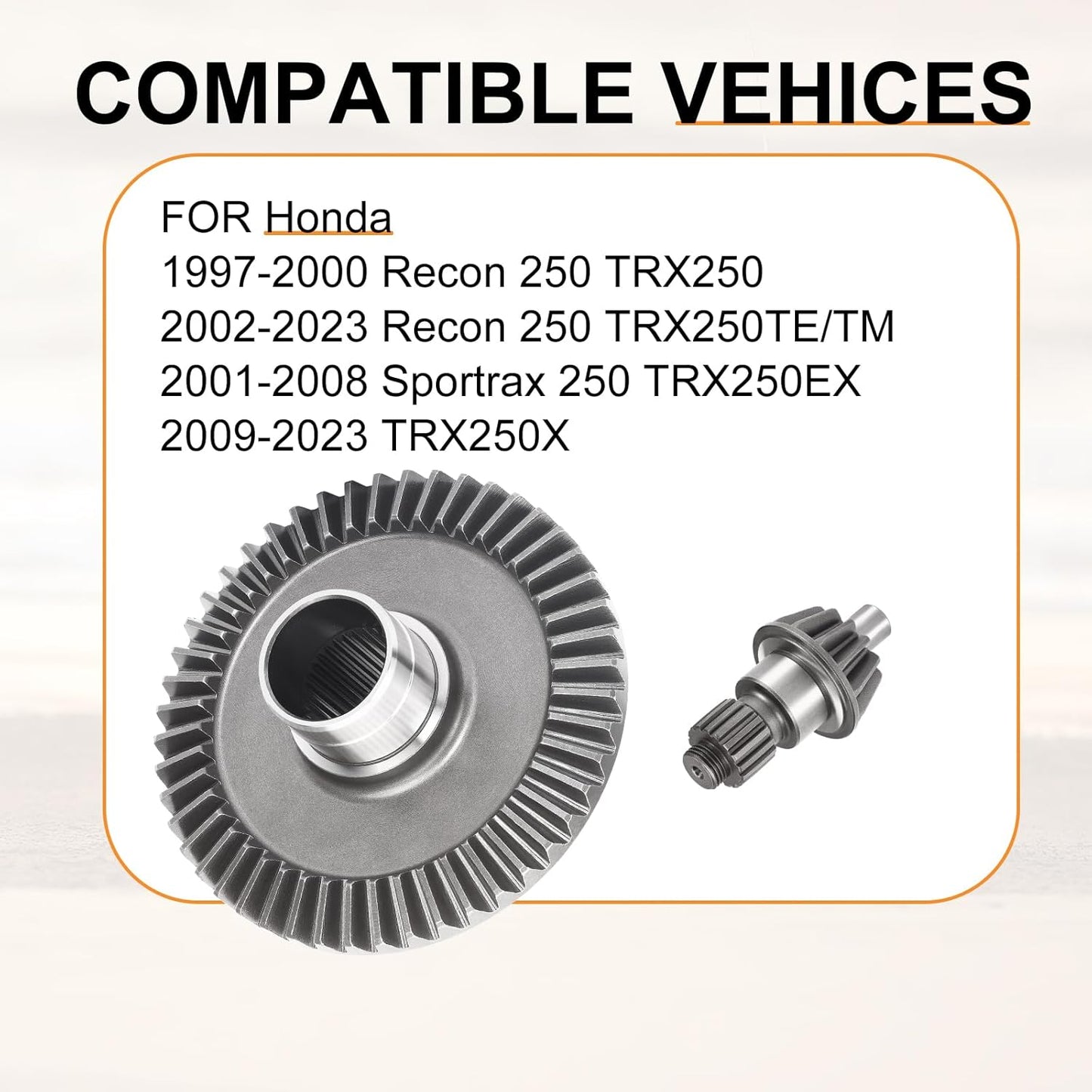 Rear Differential Ring and Pinion Gear for Honda Recon Sportrax 250 TRX250 TE TM EX TRX250X 1997-2023