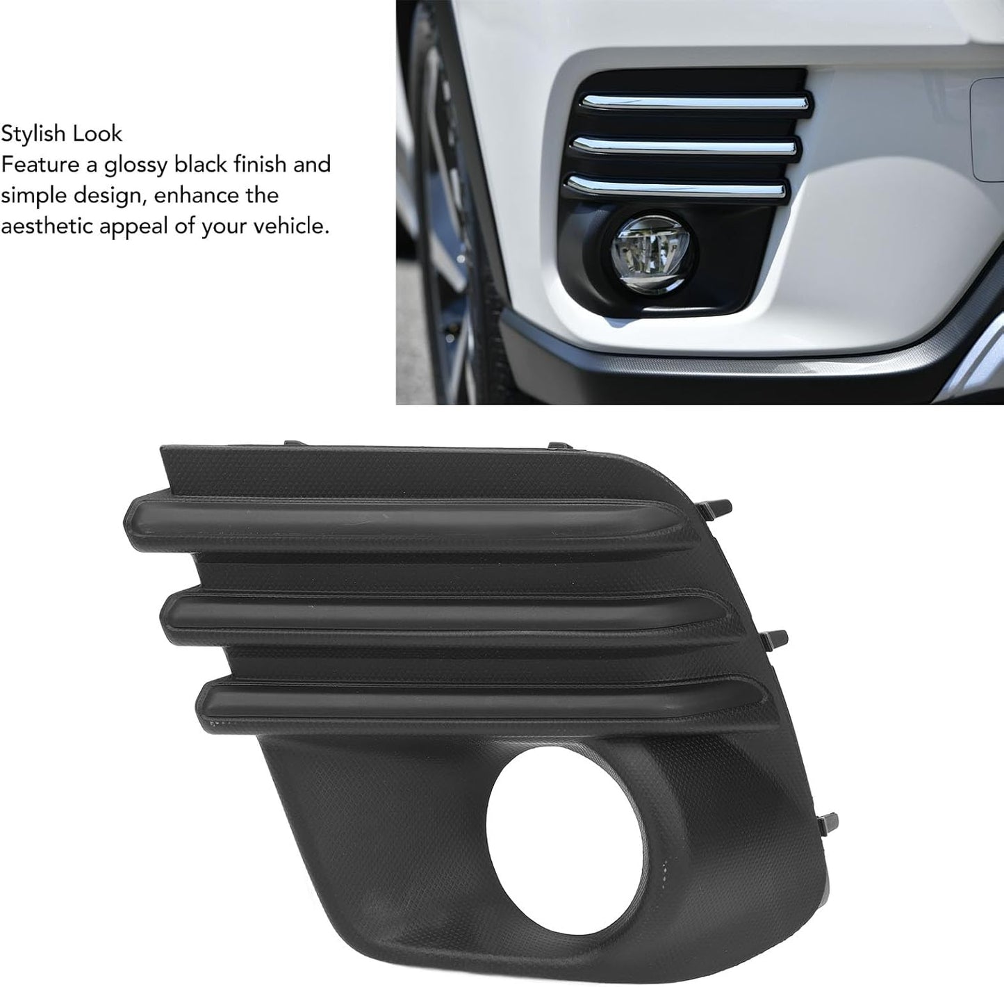 Front Bumper Fog Lamp Bezel Cover, Glossy Black, Water, Protective Trim for Forester SK Facelift 2021 2024 (Left: 57731SJ550)