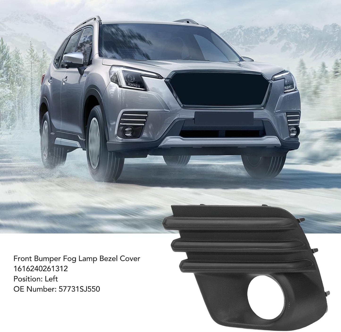 Front Bumper Fog Lamp Bezel Cover, Glossy Black, Water, Protective Trim for Forester SK Facelift 2021 2024 (Left: 57731SJ550)