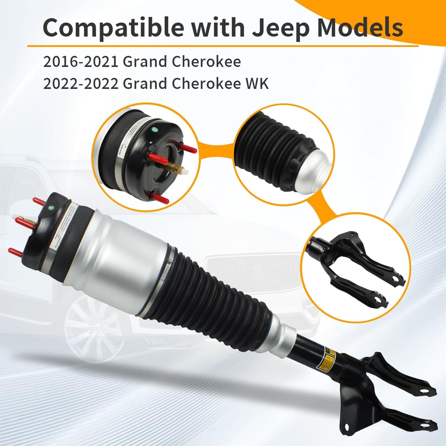 Front Right Air Suspension Strut Shock Absorber Compatible with Jeep Grand Cherokee 2016-2021, Grand Cherokee WK 2022, Passenger Side 68253204AD (Front Right)