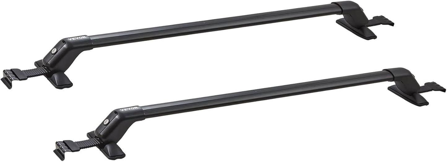 VEVOR Universal Roof Rack Cross Bars, Aluminum Roof Rack Crossbars, Fit Roof Without Side Rail, 155 lbs Load Capacity, Adjustable Bare Roof Crossbars with Locks, for SUVs, Sedans, and Vans