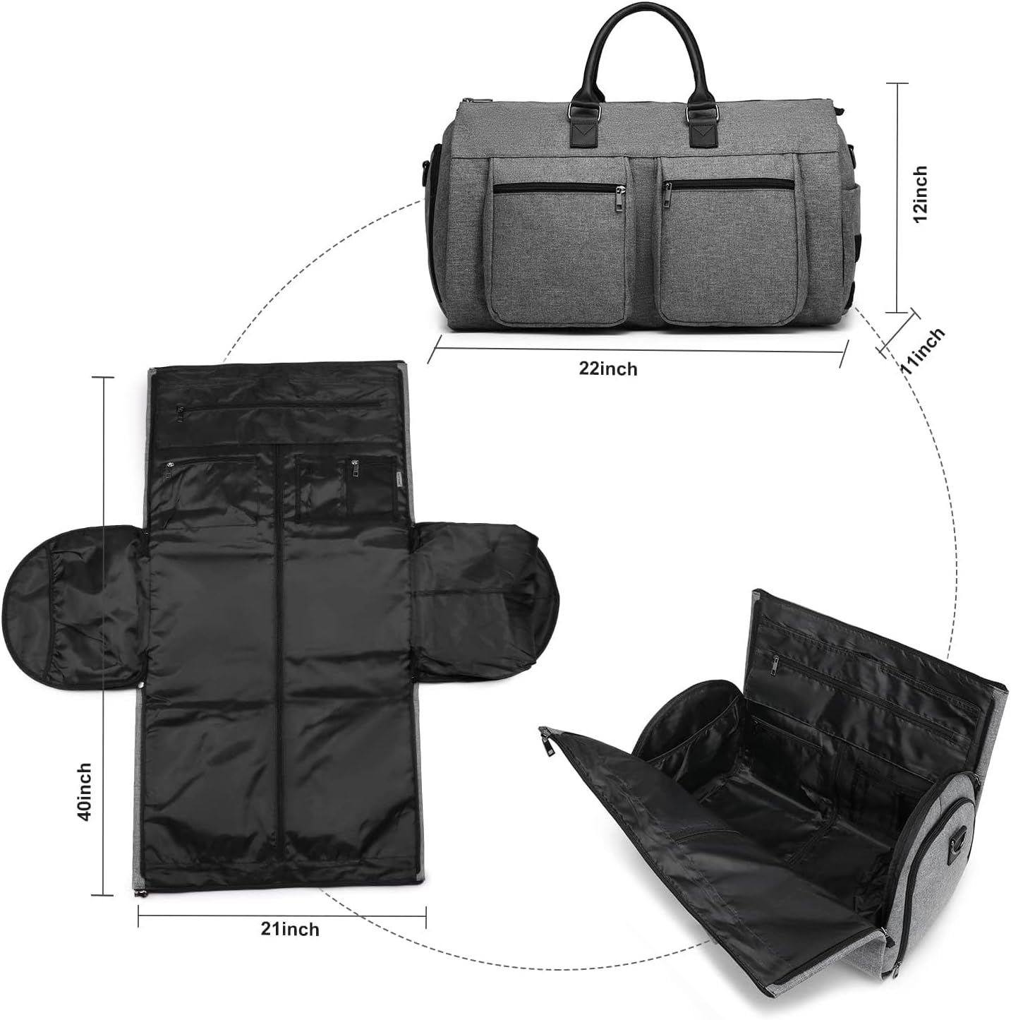 Rolling Garment Bag,Rolling Duffle Bag with Wheels Rolling Garment Bags for Travel with Shoe Pouch Carry On Bag Weekender Bags Garment Duffel Bag for Women-Grey (#n/a)