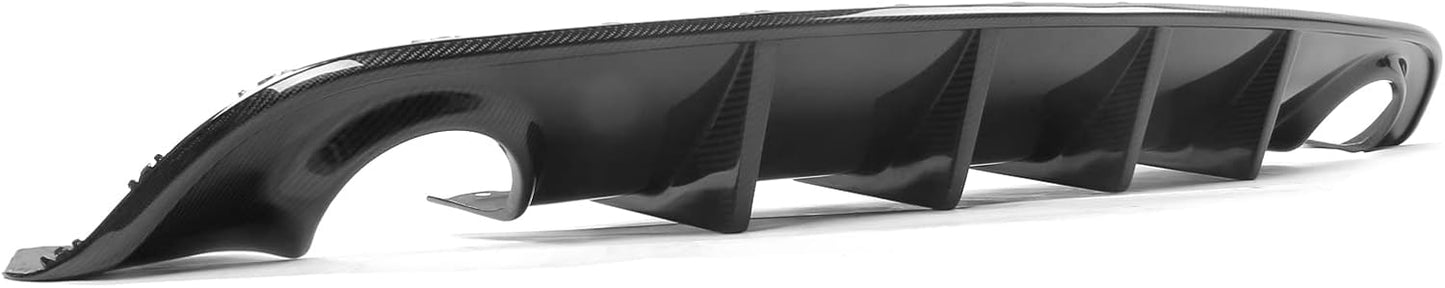 IKON MOTORSPORTS, Rear Diffuser Compatible with 2015-2023 Dodge Charger, Rear Lower Bumper Lip Diffuser Spoiler Bodykit IKON V3 Style CF Carbon Fiber, 2016 2017 2018 2019 2020 2021