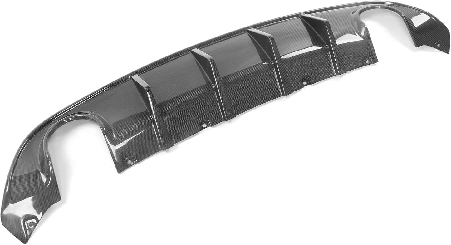 IKON MOTORSPORTS, Rear Diffuser Compatible with 2015-2023 Dodge Charger, Rear Lower Bumper Lip Diffuser Spoiler Bodykit IKON V3 Style CF Carbon Fiber, 2016 2017 2018 2019 2020 2021