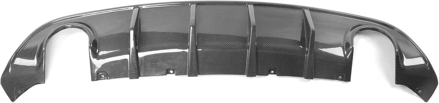 IKON MOTORSPORTS, Rear Diffuser Compatible with 2015-2023 Dodge Charger, Rear Lower Bumper Lip Diffuser Spoiler Bodykit IKON V3 Style CF Carbon Fiber, 2016 2017 2018 2019 2020 2021