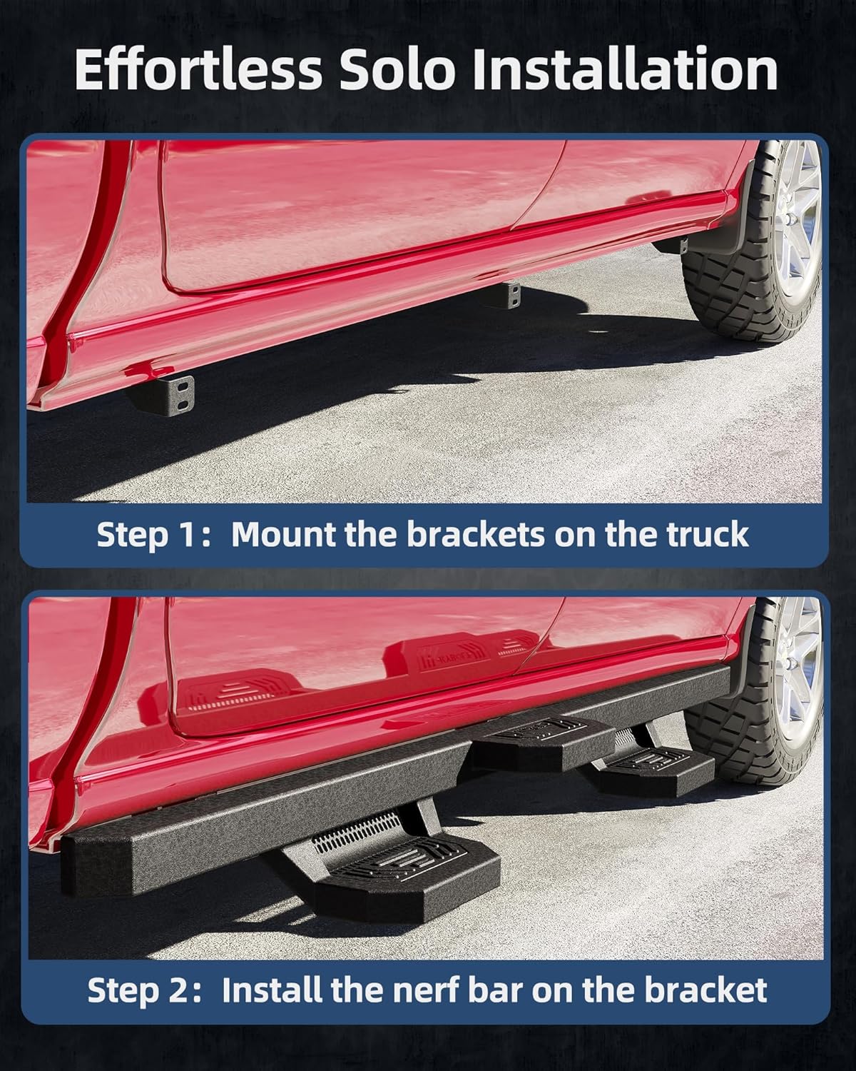 Running Boards Compatible with 2007-2018 Chevy Silverado/GMC Sierra 1500 Crew Cab, 2007-2019 Silverado/Sierra 2500HD 3500HD Side Step Nerf Bars