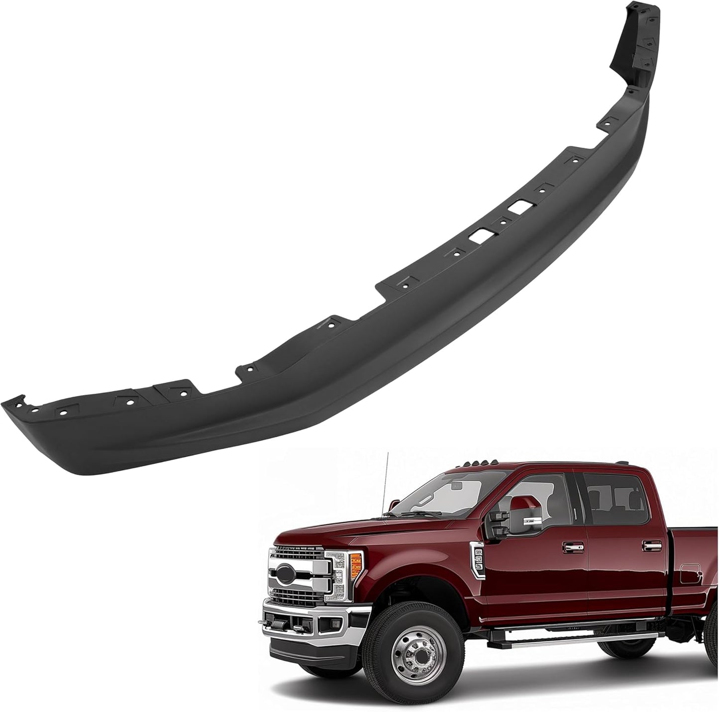 HECASA Front Bumper Valance Compatible with 2017-2019 Ford F250 F350 F450 F550 Super Duty Pickup 4WD Plastic(PP) Lower Valance Panel Lip Air Dam Deflector Replace for HC3Z17626AE HC3Z17626AB FO1095271