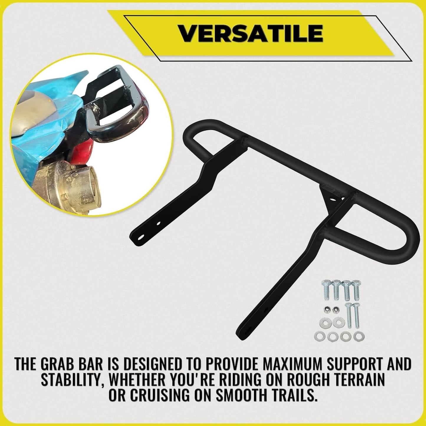 KUAFU Rear Wide Grab Bar Compatible with 2001-2005 Yamaha Raptor 660 660R 2004-2009 Yamaha YFZ450 Rear Wide Bumper Grab Bar Powder Coated Black