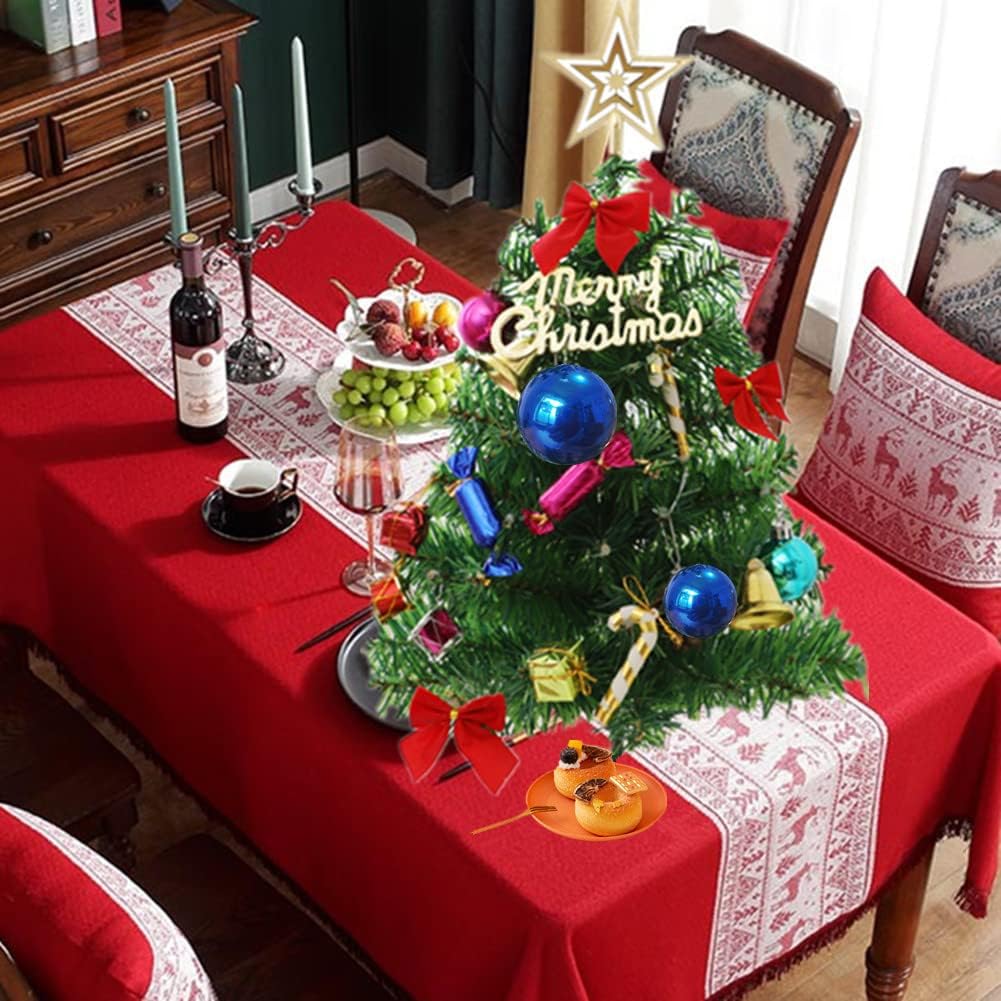 Mini Christmas Tree Artificial Small Christmas Tree with LED Lights Table Top Little 24" 60cm Decor Tabletop Xmas Tree Decorations