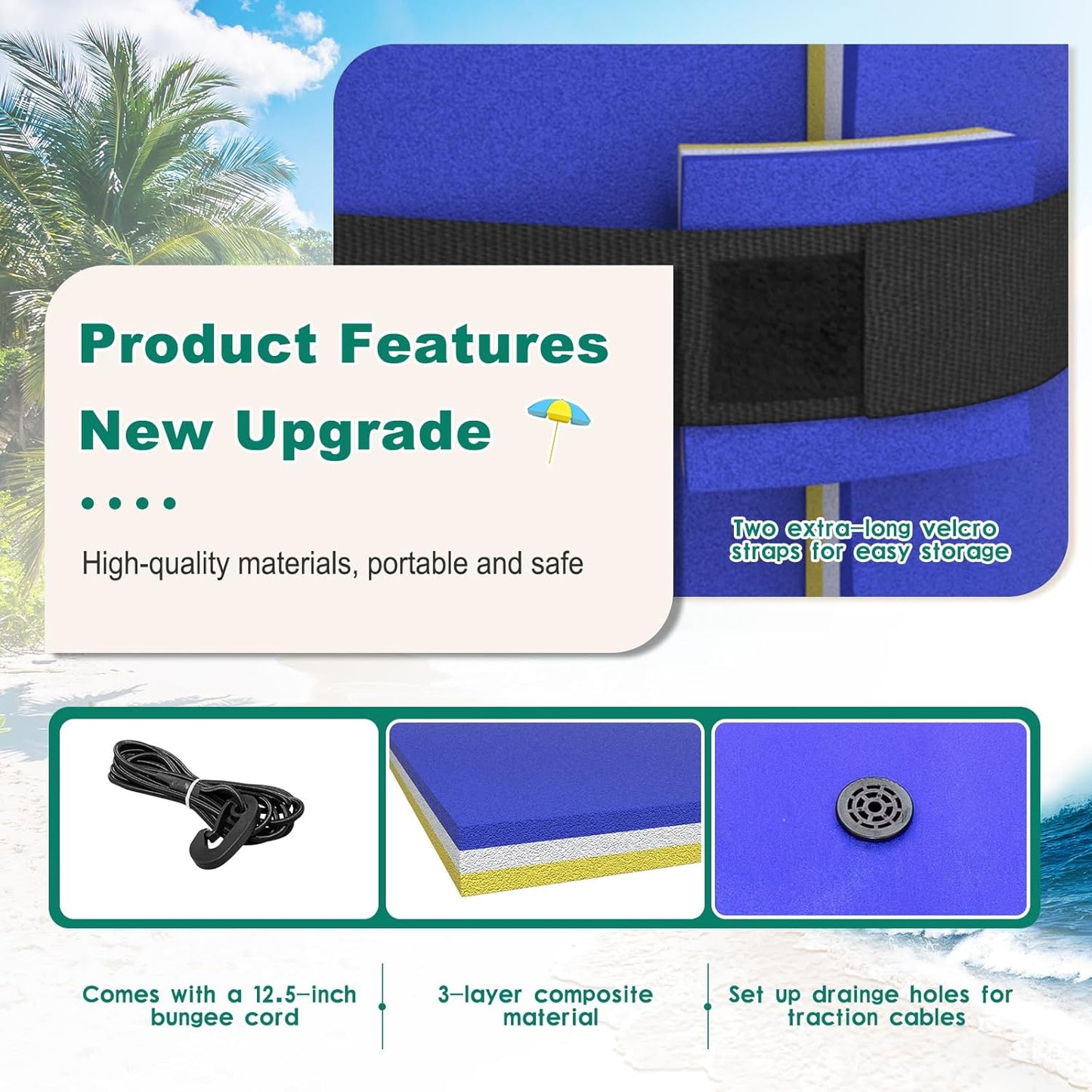 7'/9'/12'/18' Lily Pad Floating Mat, 3 Layers XPE Foam Floating Water Mat for Lake & Pool, Float Pad Swim Mat Water Matt for Beach and Ocean – Supports Multiple People