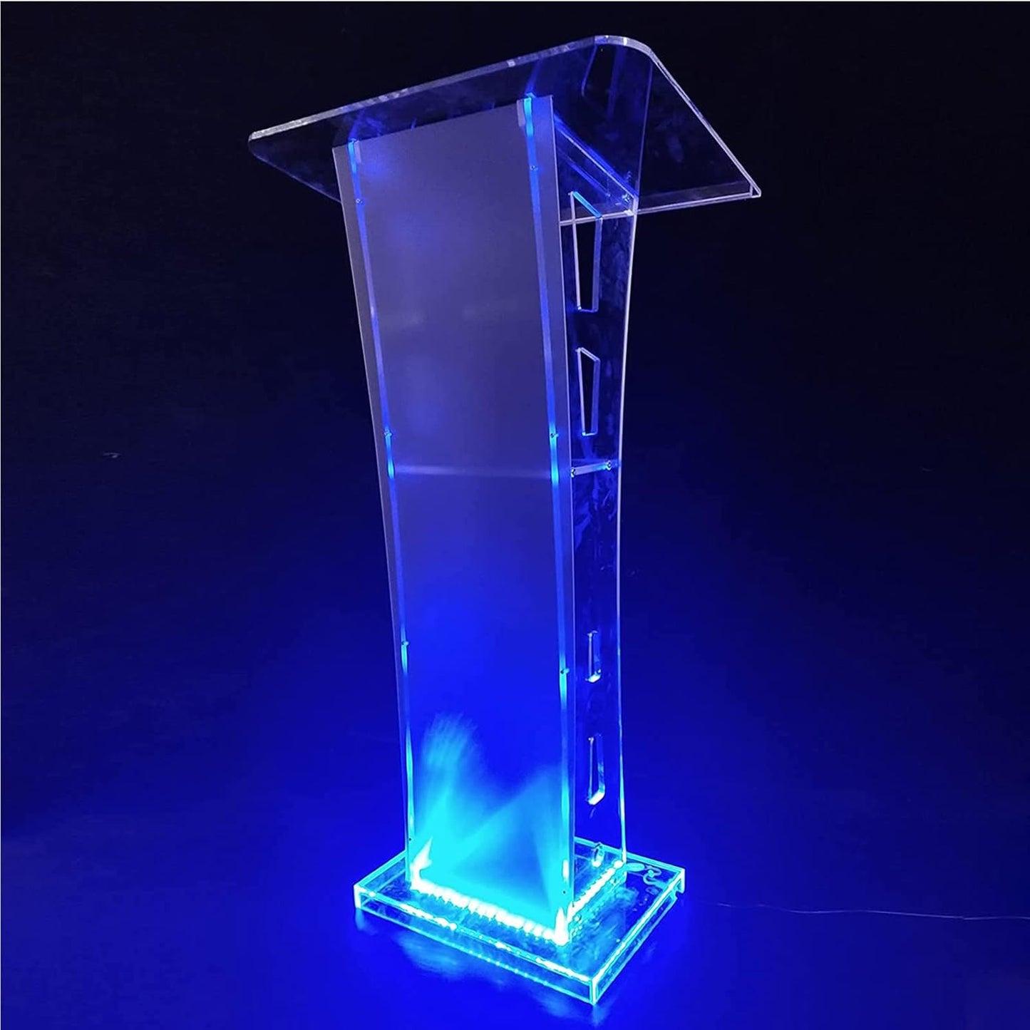 Podium, Acrylic Lectern Pulpit Transparent Podium, Led Podium with Remote Control, Used in Church, School, Hotel Podium and Imported Colored Lights,Clear