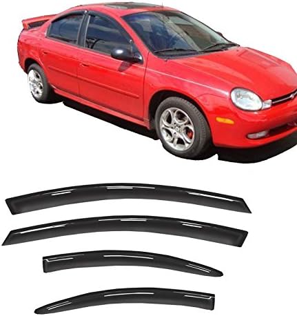 Smoke Window Visors Compatible with 2000-2005 Dodge Neon Sun/Rain Guards Wind Deflectors 4pcs WV-100