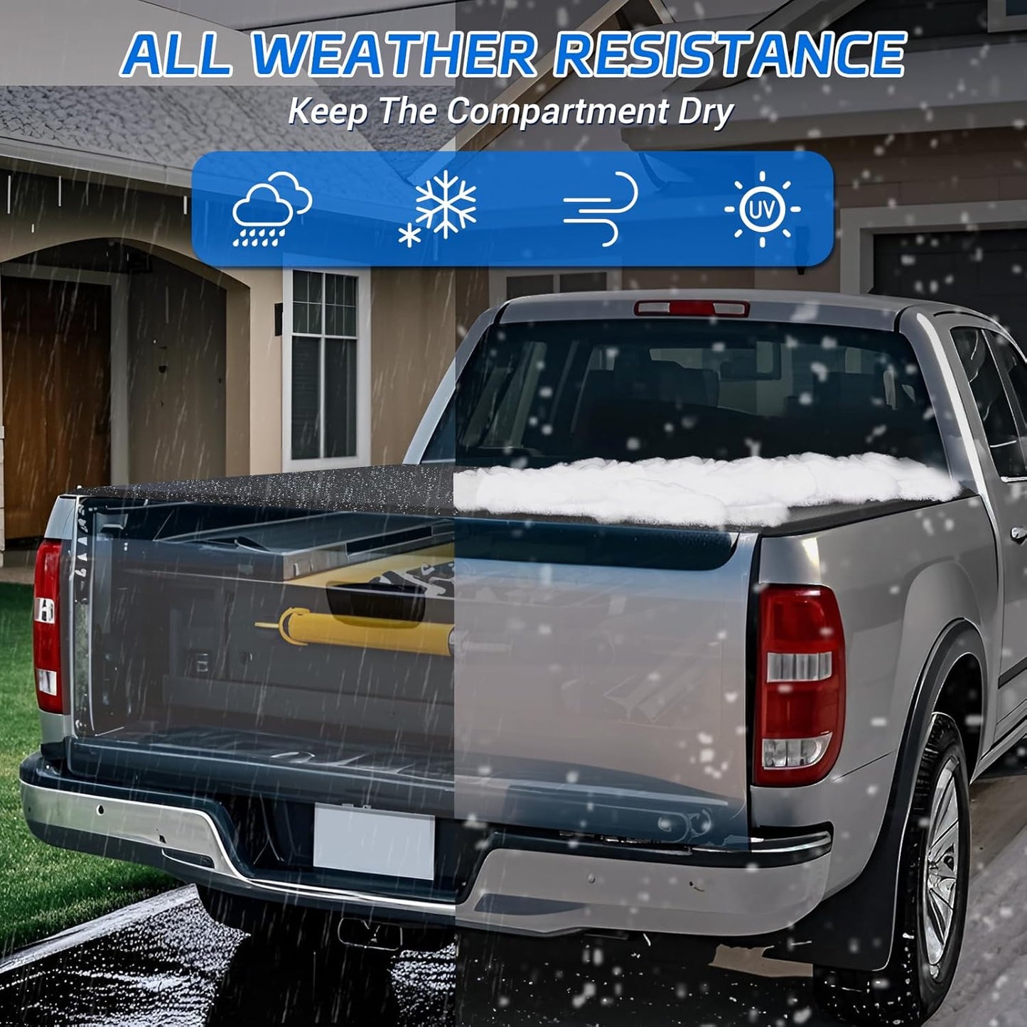 Soft Roll Up Tonneau Cover for 2005-2025 Nissan Frontier, 6.1FT Truck Bed Covers with Dual-Coated Vinyl, Black