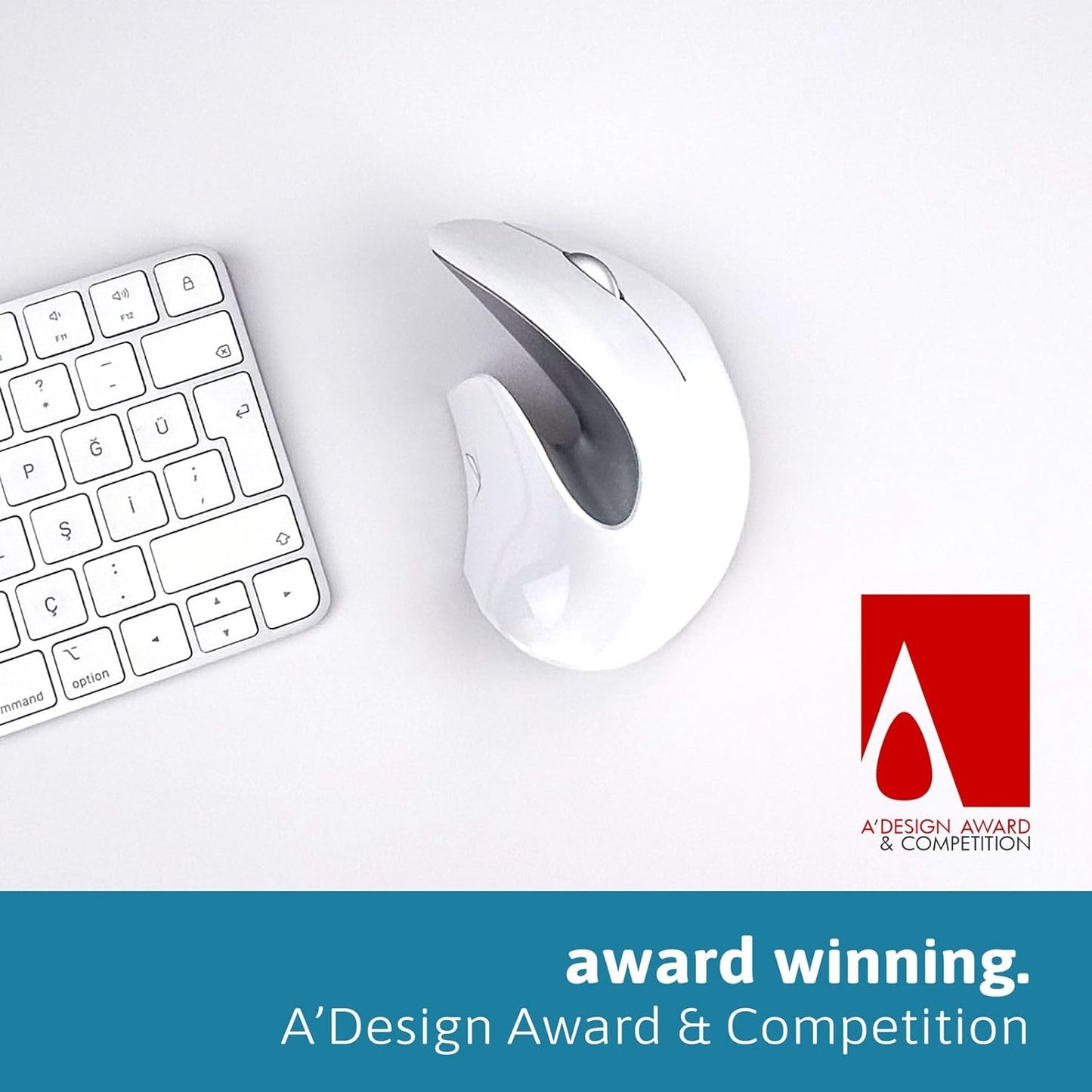 PAM Pro Advanced Ergonomic Mouse Clinically Tested, Reduces Muscle Strain, Wireless USB, Bluetooth, 4K DPI, Quiet Clicks, Easy Switch, Silent Smartwheel, Windows/Mac/Chrome/Linux/Android, White