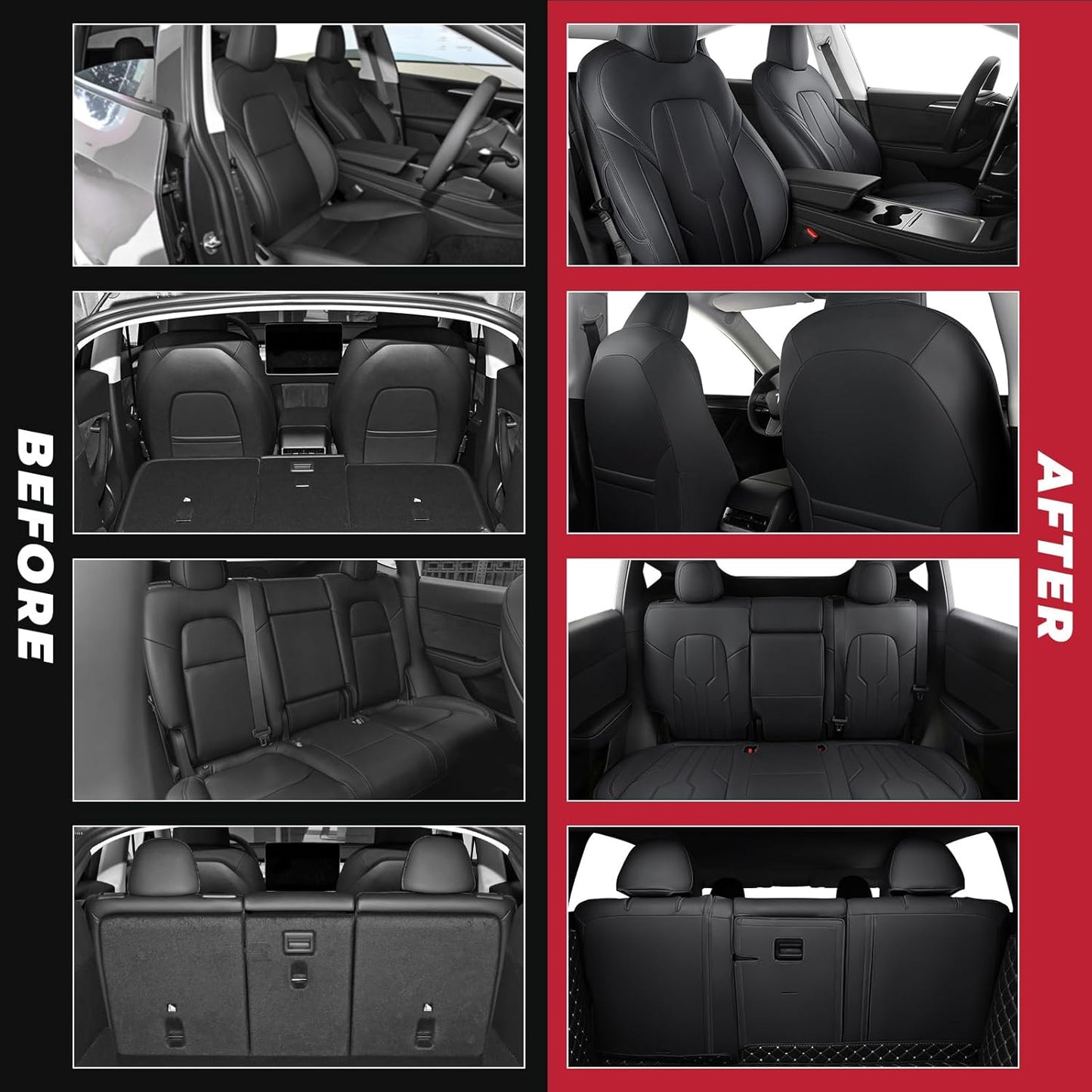 Car Seat Covers Full Set for Tesla Model Y Seat Covers 2024-2020, 360 Full Surround Nappa Leather Seat Protector Accessories Black (similar model)