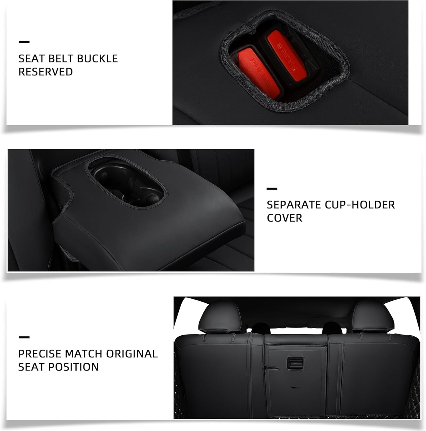 Car Seat Covers Full Set for Tesla Model Y Seat Covers 2024-2020, 360 Full Surround Nappa Leather Seat Protector Accessories Black (similar model)
