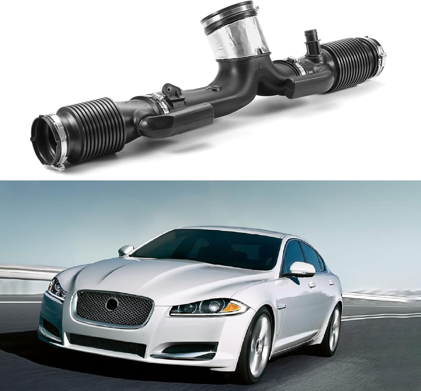 C2D17107 Air Intake Hose Pipe Connected with Oil System Compatible with Jaguar 3.0L XJ 2010- XF 2009-2015