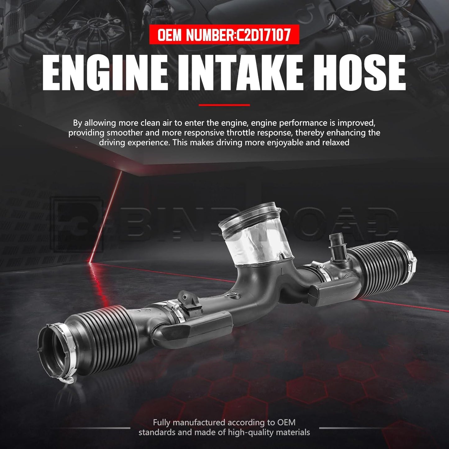 C2D17107 Air Intake Hose Pipe Connected with Oil System Compatible with Jaguar 3.0L XJ 2010- XF 2009-2015