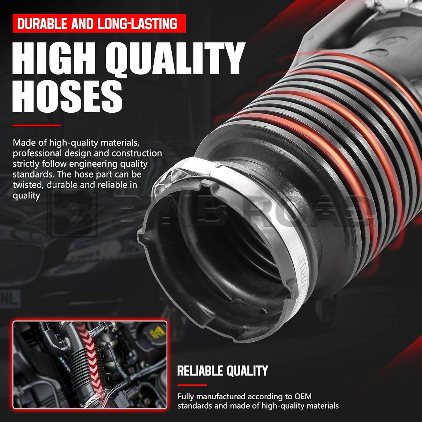 C2D17107 Air Intake Hose Pipe Connected with Oil System Compatible with Jaguar 3.0L XJ 2010- XF 2009-2015