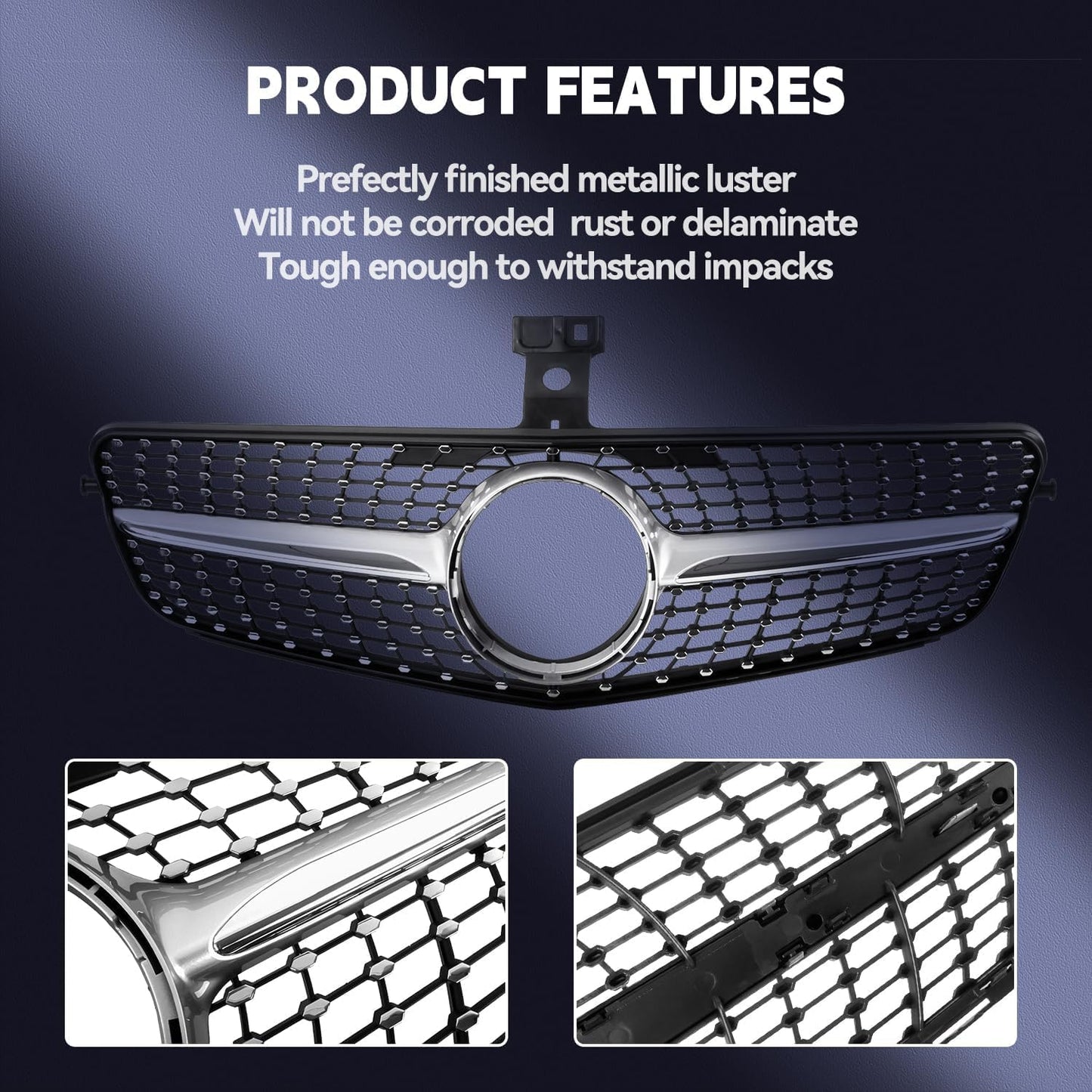 Grill Front Grille Compatible with 2008-2014 Mercedes Benz W204 C Class C250 C300 C350