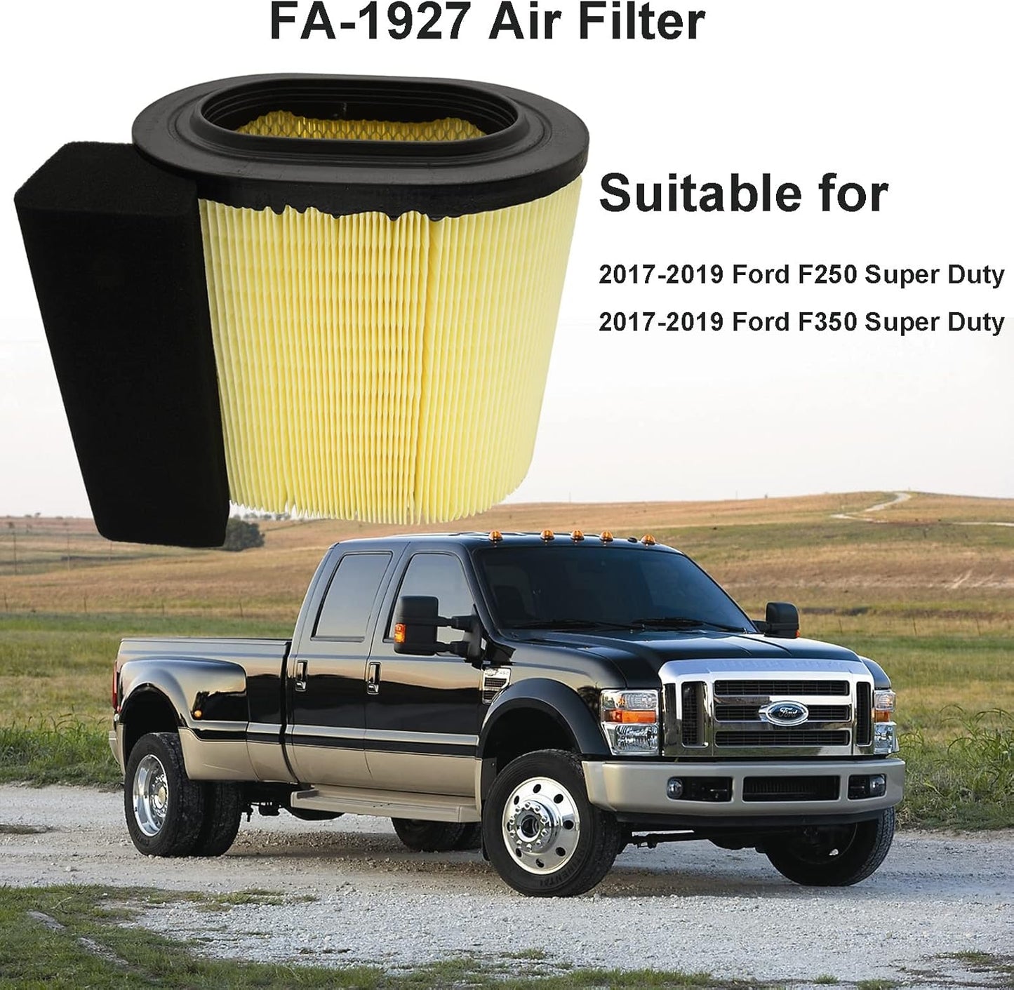 FA-1927 Air Filter Compatible with Motorcraft Fa1927 air filter Replacement for Ford 2017-2019 F250 F350 Air Filter with 6.7L V8 Powerstroke Diesel Engine, Replace HC3Z-9601-A FA1927 PA8219