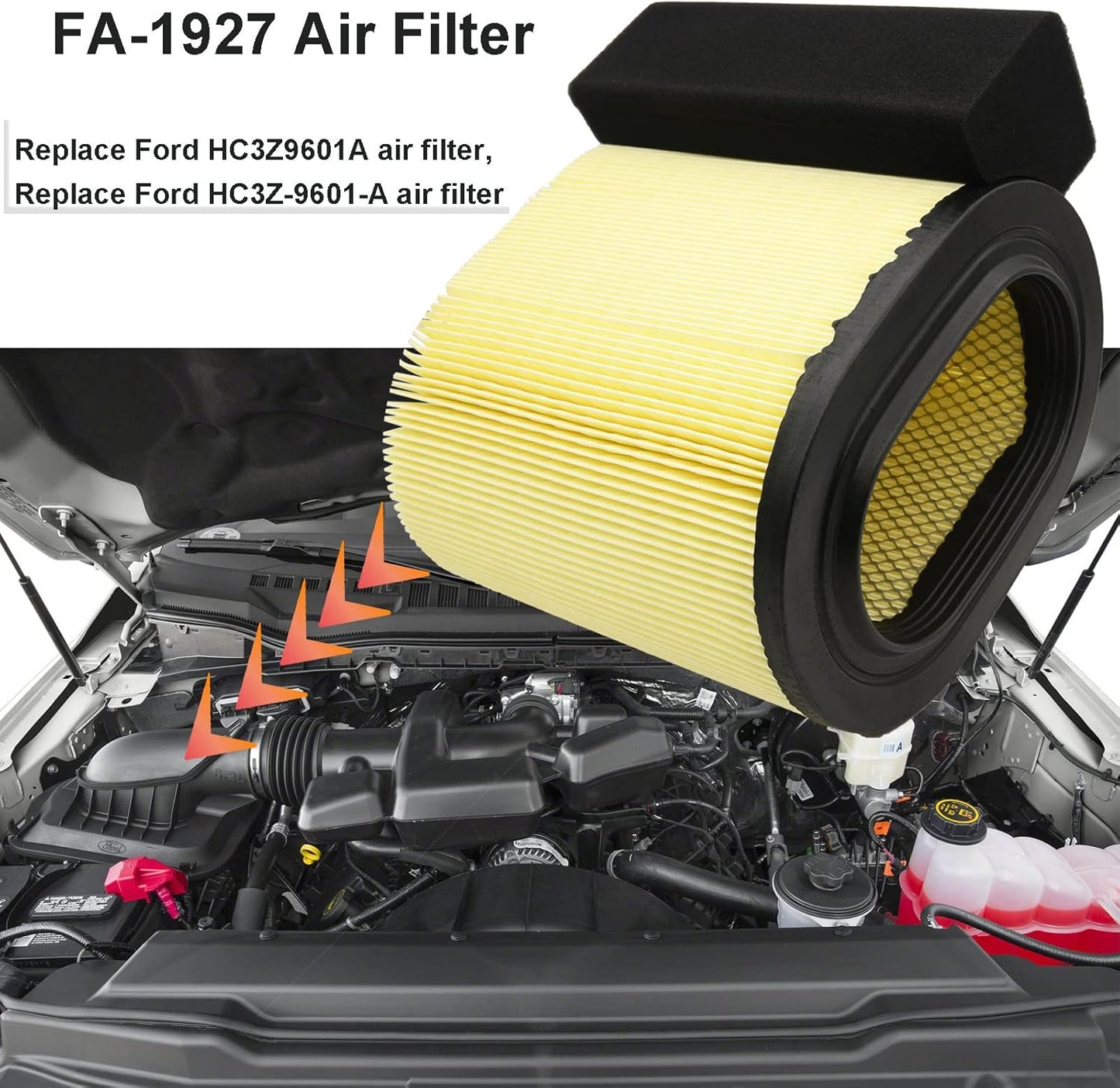 FA-1927 Air Filter Compatible with Motorcraft Fa1927 air filter Replacement for Ford 2017-2019 F250 F350 Air Filter with 6.7L V8 Powerstroke Diesel Engine, Replace HC3Z-9601-A FA1927 PA8219