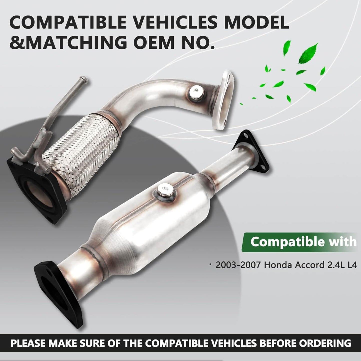 Front Catalytic Converter Compatible with 2003 2004 2005 2006 2007 Honda Accord L4 2.4L, Direct-fit(EPA Compliant)