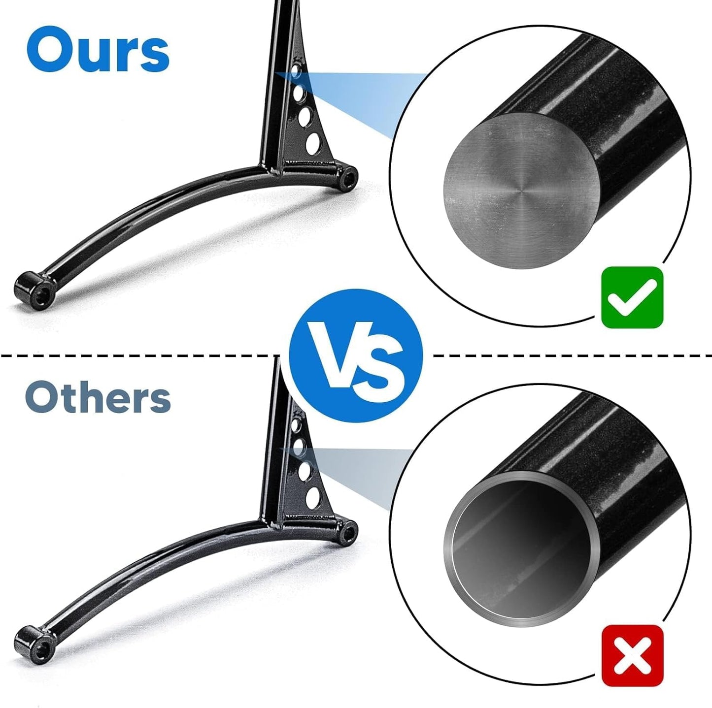 Dasen 23" Tall Sissy Bar, Passenger Backrest Triple Polished Compatible with Harley Sportster XL 883 1200 XL Models 2004-2023 Glossy Black
