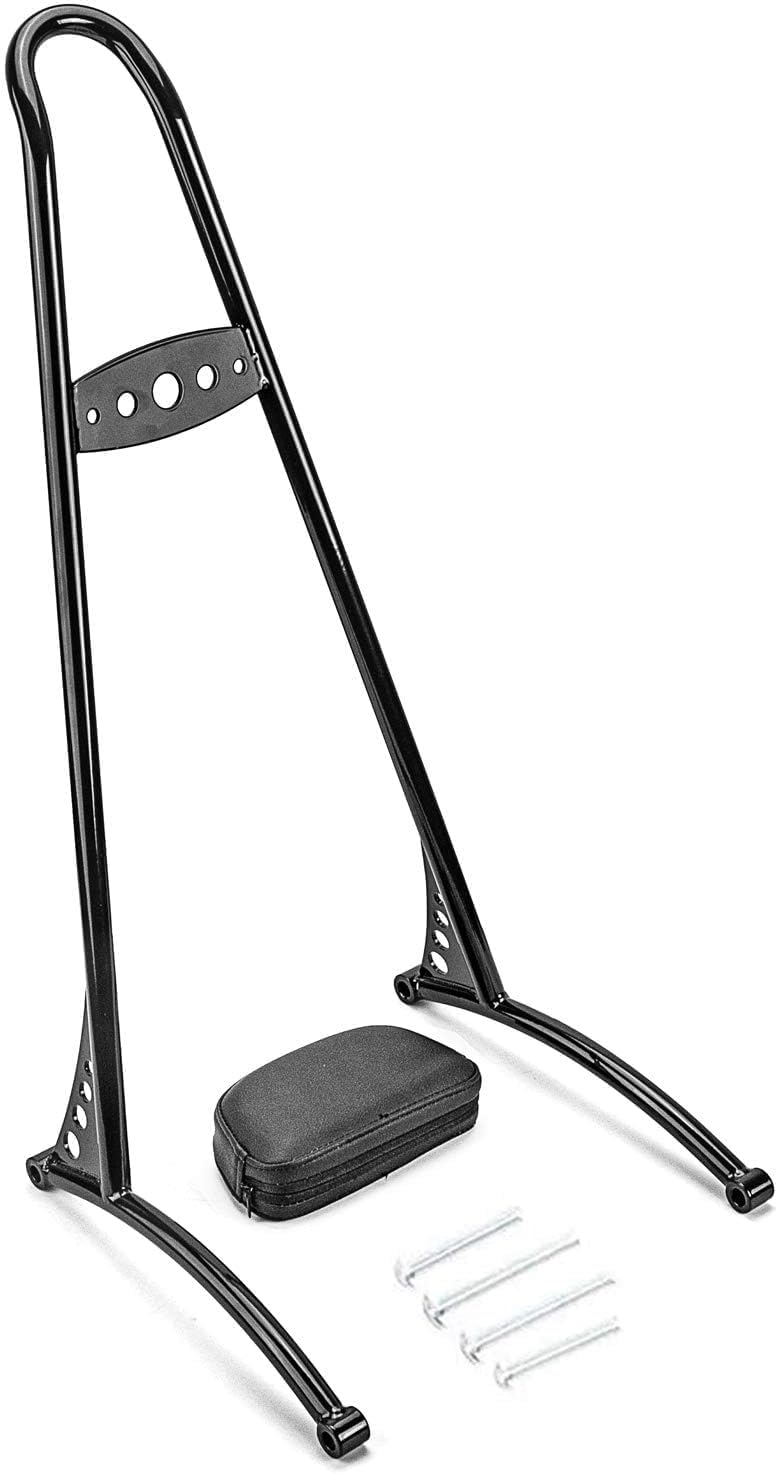Dasen 23" Tall Sissy Bar, Passenger Backrest Triple Polished Compatible with Harley Sportster XL 883 1200 XL Models 2004-2023 Glossy Black