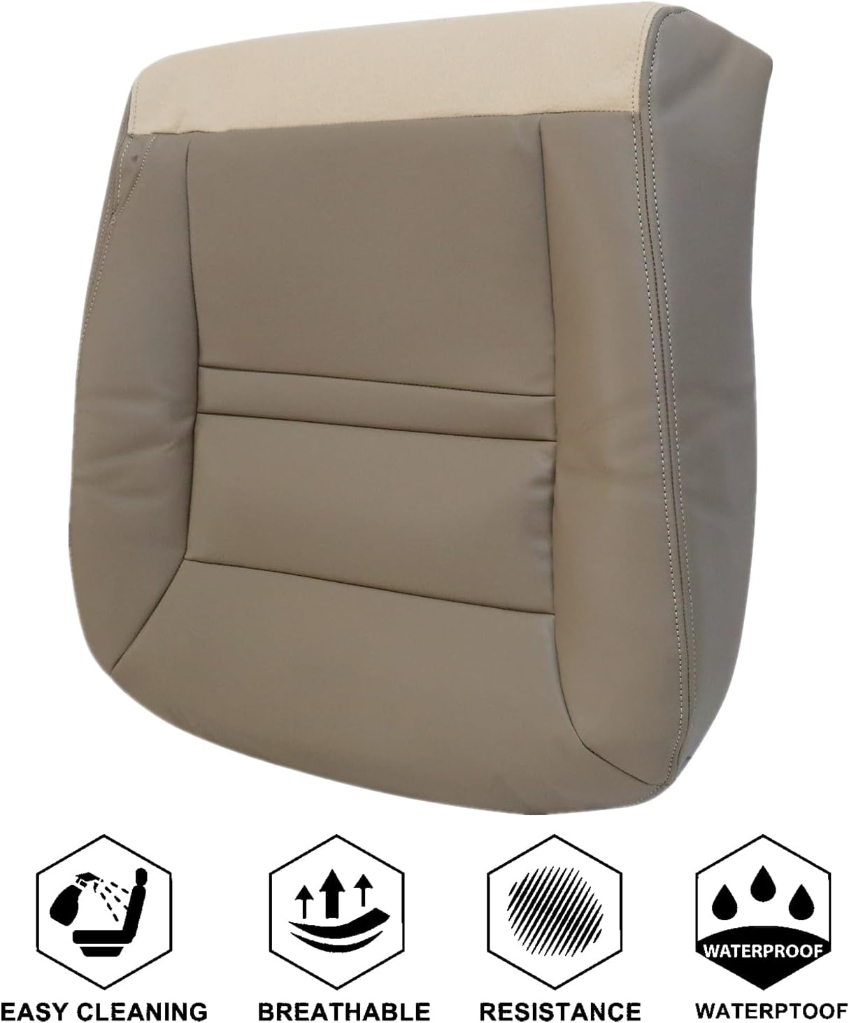 NLQR Front Driver Side Bottom Replacement Seat Cover Tan Microfiber Leather Compatible with Ford Excursion Limited 2000 2001