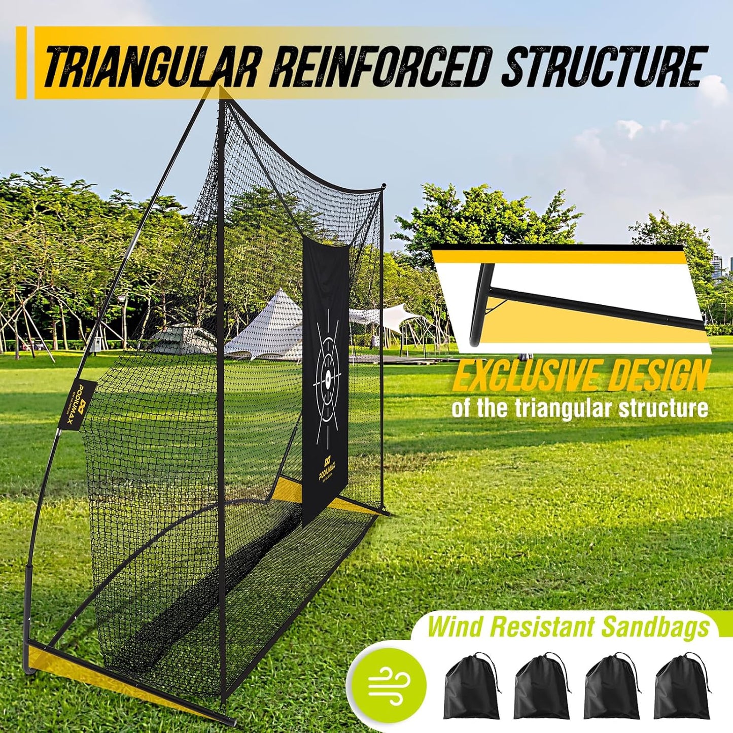 PodiuMax Golf Net, 10x7ft Golf Practice Net with Low Noise Silk Target, Hitting Nets for Backyard Garage Driving Real Balls, Improve Driving, Gift for Men & Golfers (similar model)